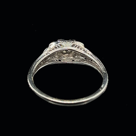 Art Deco .25ct. Diamond Antique Engagement - Fashion Ring 18K White Gold - J36355