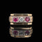 Retro .12ct. Diamond & .33ct. T.W. Ruby 3-Stone Vintage Wedding - Fashion Ring Yellow Gold - J36413
