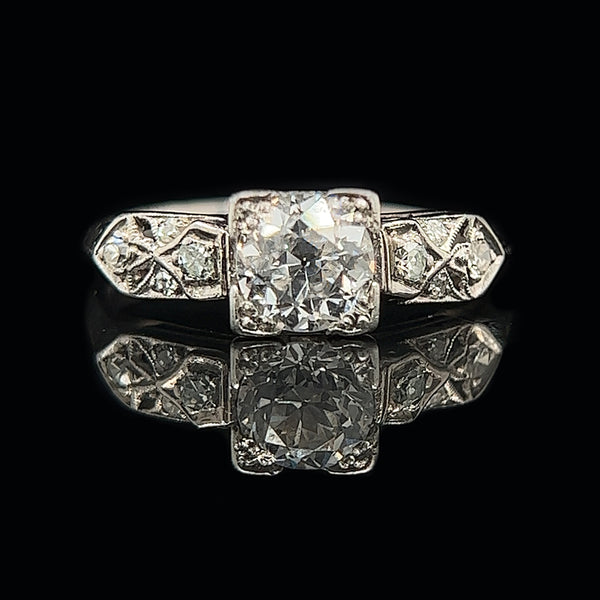 Art Deco .94ct. Diamond Antique Engagement - Fashion Ring Platinum -J36689