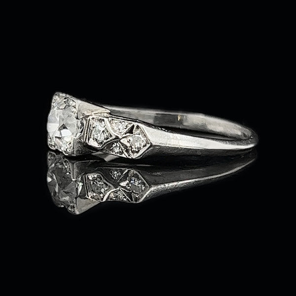 Art Deco .94ct. Diamond Antique Engagement - Fashion Ring Platinum -J36689