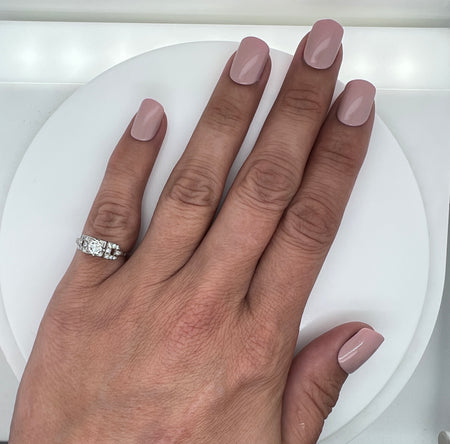 Art Deco .33ct. Diamond Antique Engagement Ring 18K White Gold - J36905