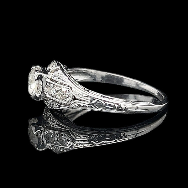 Art Deco .35ct. Diamond & Platinum Antique Engagement - Fashion Ring- J36952