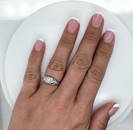 Edwardian .20ct. Diamond Antique Engagement - Fashion Ring 18K White Gold - J37047