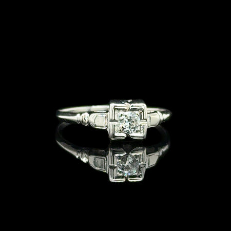 Art Deco .15ct. Diamond Antique Engagement - Fashion Ring White Gold - J37242