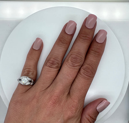 Art Deco .80ct. Diamond & Sapphire Antique Engagement - Fashion Ring 18K White Gold - J37245