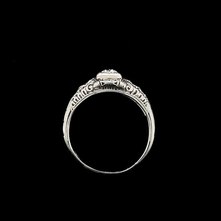 Art Deco .33ct. Diamond Antique Engagement - Fashion Ring 18K White Gold - J37286