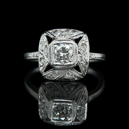 Art Deco .25ct. Diamond & Platinum Antique Engagement - Fashion Ring - J37311