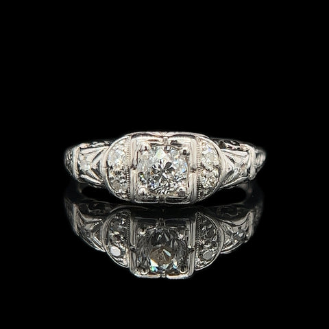 Art Deco .33ct. Diamond Antique Engagement - Fashion Ring Platinum - J37316