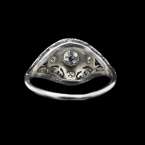 Art Deco .25ct. Diamond & Sapphire Antique Engagement - Fashion Ring 18K White Gold - J37376