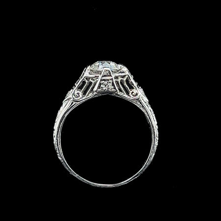 Edwardian .50ct. Diamond & Sapphire Antique Engagement - Fashion Ring Platinum - J37409