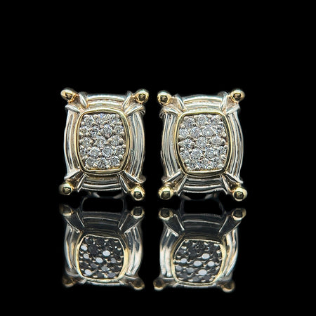 .75ct. T.W. Diamond Estate Earrings Silver & 18K Yellow Gold Baskin Brothers - J37454C