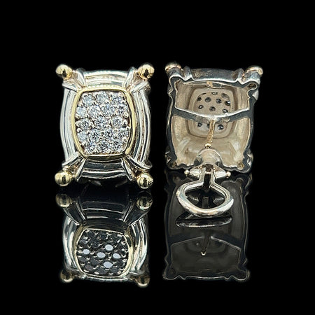 .75ct. T.W. Diamond Estate Earrings Silver & 18K Yellow Gold Baskin Brothers - J37454C