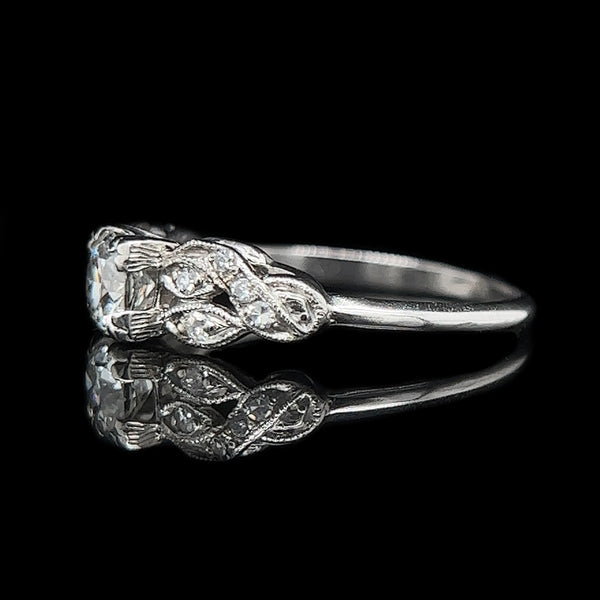 Art Deco .50ct. Diamond & Platinum Antique Engagement - Fashion Ring - J37535