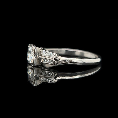 Art Deco .65ct. Diamond Antique Engagement - Fashion Ring 18K White Gold - J37606