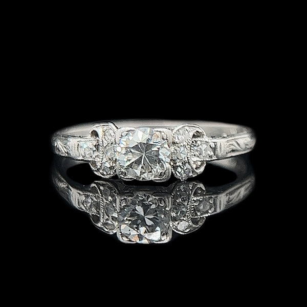 Art Deco .35ct. Diamond & Platinum Antique Engagement - Fashion Ring - J37664