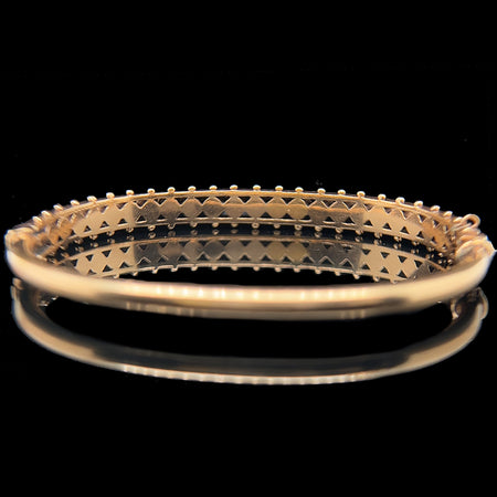 Late Victorian Seed Pearl Antique Bangle Bracelet Rose Gold - J37718
