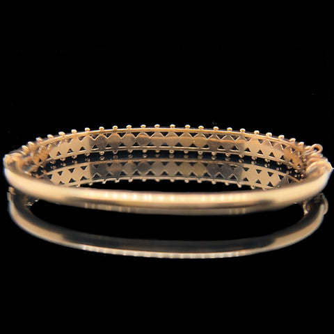 Late Victorian Seed Pearl Antique Bangle Bracelet Rose Gold - J37718