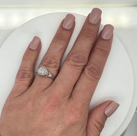 Art Deco .40ct. Diamond Antique Engagement - Fashion Ring White Gold - J37830