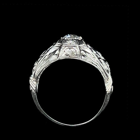 Art Deco .40ct. Diamond & 18K White Gold Antique Engagement - Fashion Ring - J37871