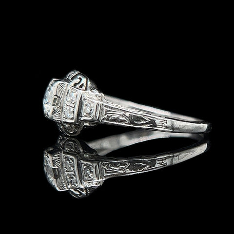 Art Deco .33ct. Diamond Antique Engagement - Fashion Ring 18K White Gold - J37878