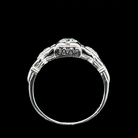 Art Deco .40ct. Diamond Antique Engagement - Fashion Ring 18K White Gold - J37884