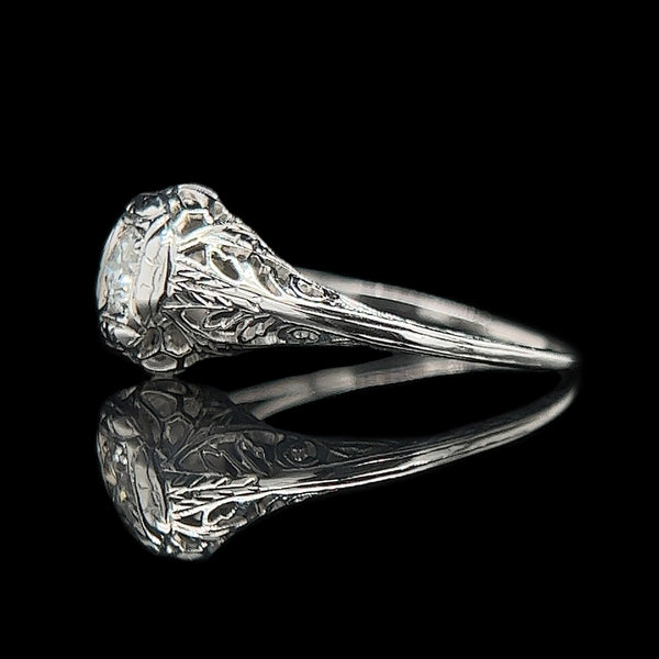 Edwardian .25ct. Diamond Antique Engagement - Fashion Ring 18K White Gold - J37932