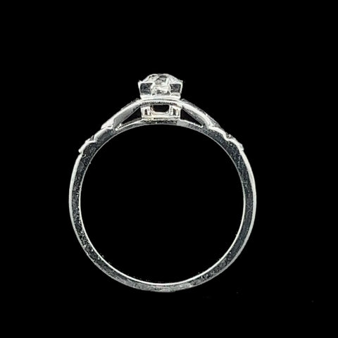 Art Deco .35ct. Diamond Antique Engagement - Fashion Ring 18K White Gold - J37956