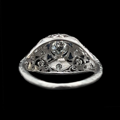 Art Deco .40ct. Diamond & Sapphire Antique Engagement - Fashion Ring Platinum - J37962