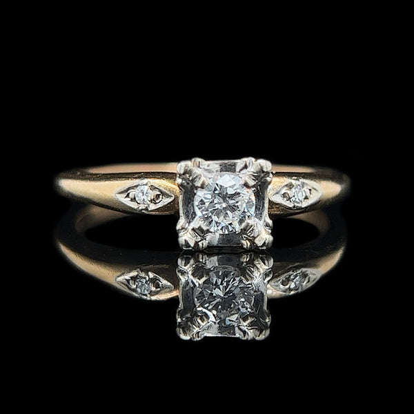 .20ct. Diamond Vintage Engagement Ring Yellow & White Gold - J37985