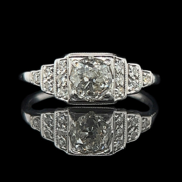 Art Deco .80ct. Diamond Antique Engagement - Fashion Ring Platinum - J38007