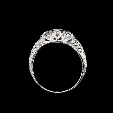 Art Deco .33ct. Diamond & Sapphire Antique Engagement - Fashion Ring Platinum - J38015