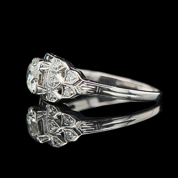 Art Deco .70ct. Diamond Antique Engagement - Fashion Ring 18K White Gold - J38020