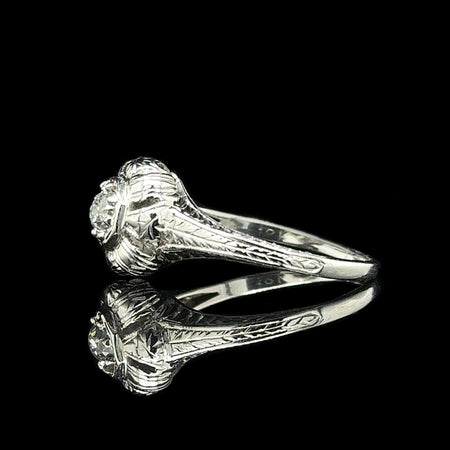 Late Edwardian .17ct. Diamond Antique Engagement - Fashion Ring 18K White Gold - J38061