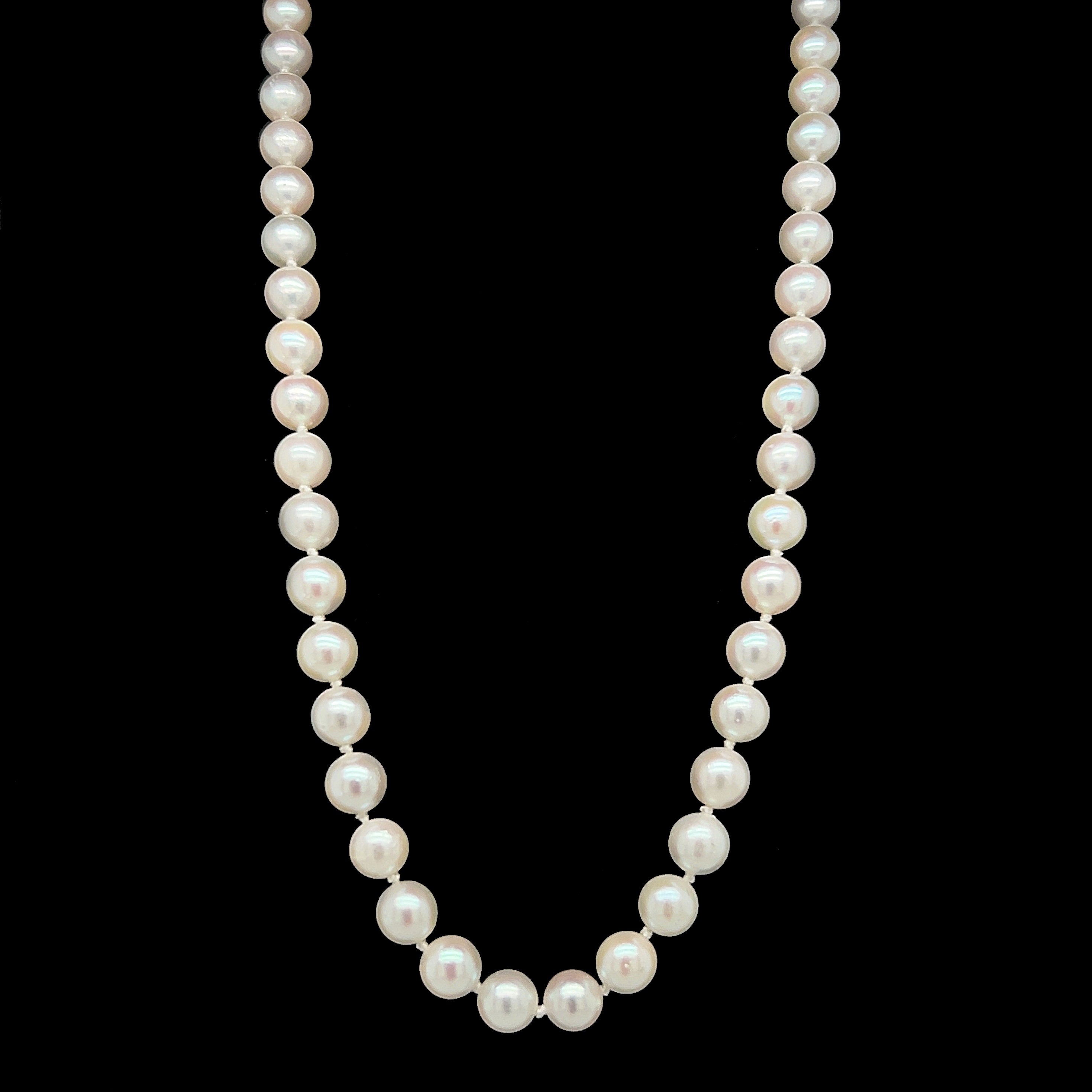 Vintage 5mm Akoya Cultured Pearl Necklace White Gold
