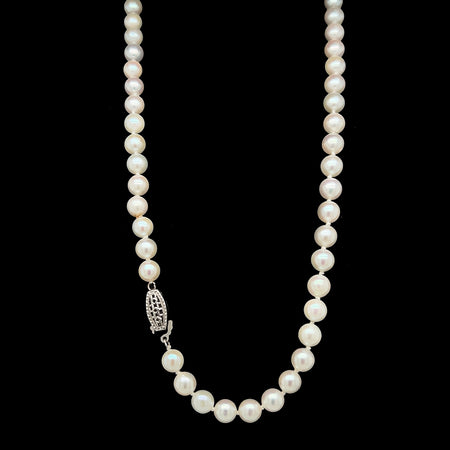 Vintage 5mm Akoya Cultured Pearl Necklace White Gold - J38088