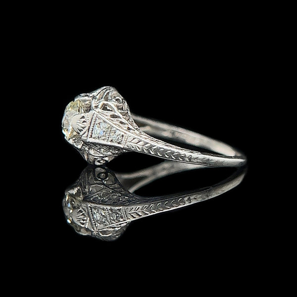 Art Deco .50ct. Diamond & Platinum Antique Engagement - Fashion Ring Herzog & Co. - J39035
