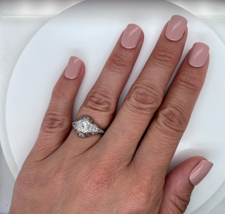 Art Deco .50ct. Diamond Antique Engagement - Fashion Ring Platinum - J39098