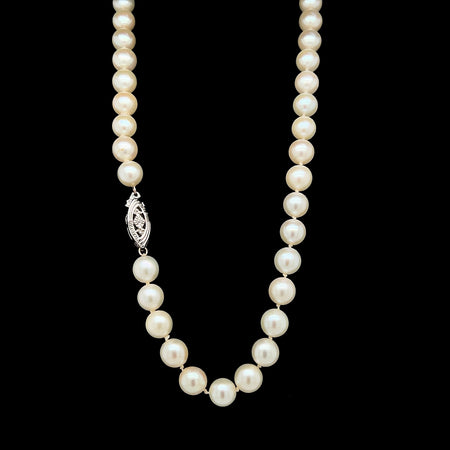 Vintage Akoya Pearl Necklace White Gold J39119– Gesner