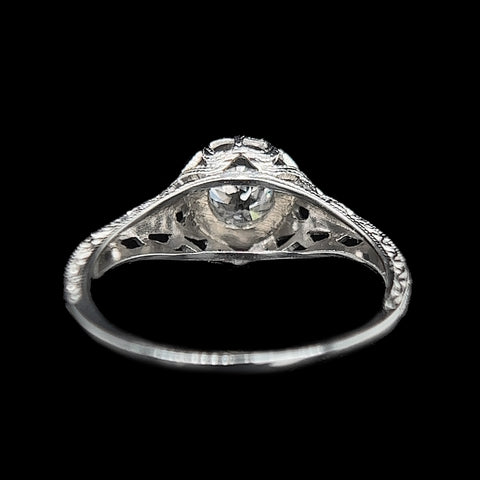 Edwardian .45ct. Diamond Antique Engagement - Fashion Ring 18K White Gold - J39128