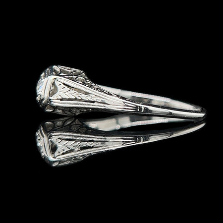 Edwardian .16ct. Diamond Antique Engagement - Fashion Ring 18K White Gold Belais - J39159