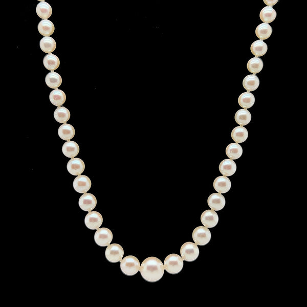 Vintage 4mm-7.3mm Akoya Cultured Pearl Necklace Yellow Gold - J39168