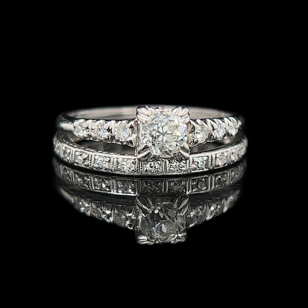 Art Deco .40ct. Diamond & Platinum Antique Wedding Ring Set J. E. Caldwell - J39171