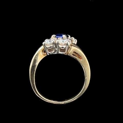 .60ct. Sapphire & 1.00ct. T.W. Diamond Vintage Engagement - Fashion Ring Yellow Gold - J39204