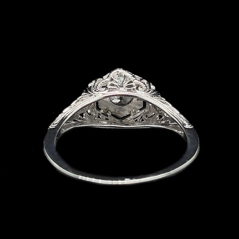 Edwardian .33ct. Diamond Antique Engagement - Fashion Ring 18K White Gold - J39208