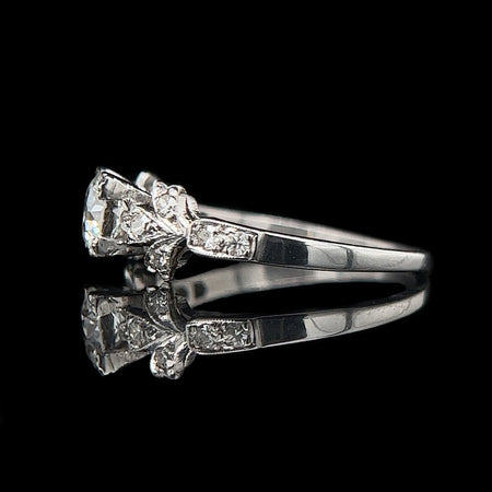 Art Deco .70ct. Diamond & Platinum Antique Engagement - Fashion Ring - J39222