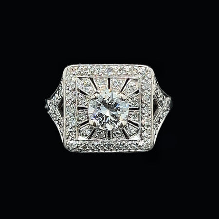 Art Deco .67ct. Diamond Antique Engagement - Fashion Ring Palladium - J39254