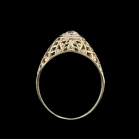 Art Deco .18ct. Diamond Antique Engagement - Fashion Ring Yellow Gold - J39332