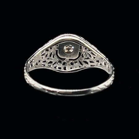 Art Deco .10ct. Diamond Antique Engagement - Fashion Ring 18K White Gold Dinhofer Brothers - J39383