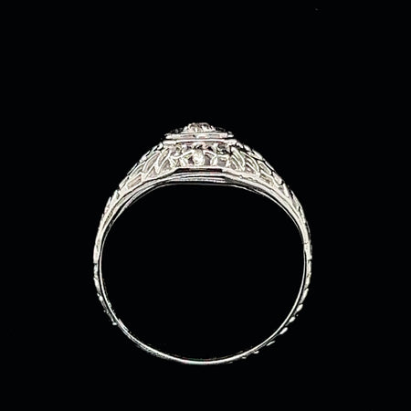 Art Deco .10ct. Diamond Antique Engagement - Fashion Ring 18K White Gold Dinhofer Brothers - J39383