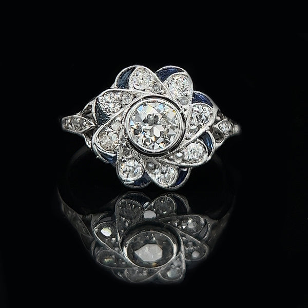 Edwardian, Antique, Vintage, Engagement Ring, Wedding Ring, Diamond, Sapphire, Platinum